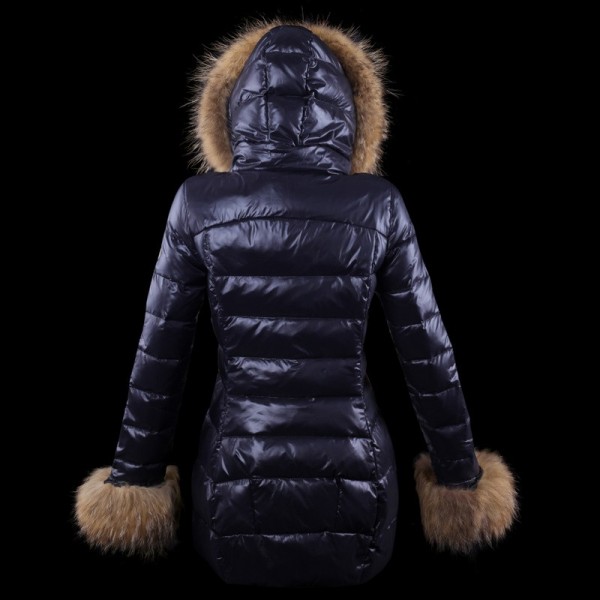 Moncler Elegante Navy Furry Polsini Cappotti